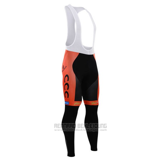 2015 Fahrradbekleidung CCC Shwarz und Orange Trikot Langarm und Tragerhose - zum Schließen ins Bild klicken